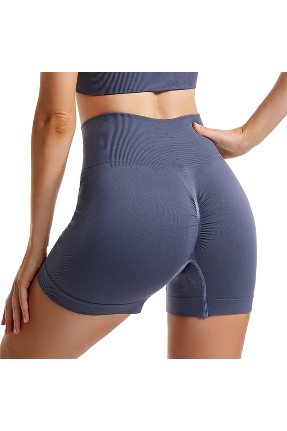 Women's Athletic Shorts Workout Yoga Shorts for Women 5 Inches Spandex High Waisted Soft Biker Shorts Women Dance Volleyball Booty Running Gym Shorts Women Blue S