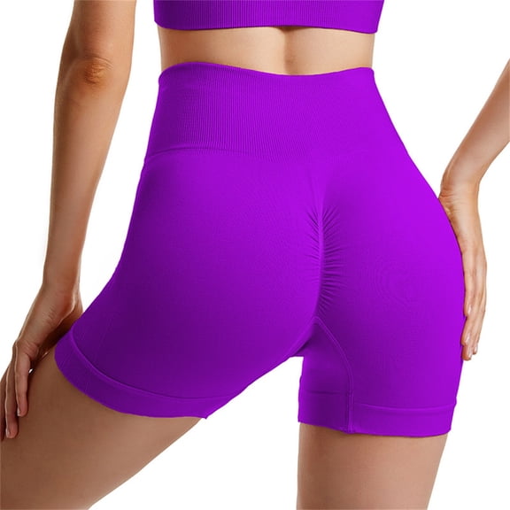 Delayuji Women's Athletic Shorts Workout Yoga Shorts for Women 5 Inches Spandex High Waisted Soft Biker Shorts Women Dance Volleyball Booty Running Gym Shorts Women F L