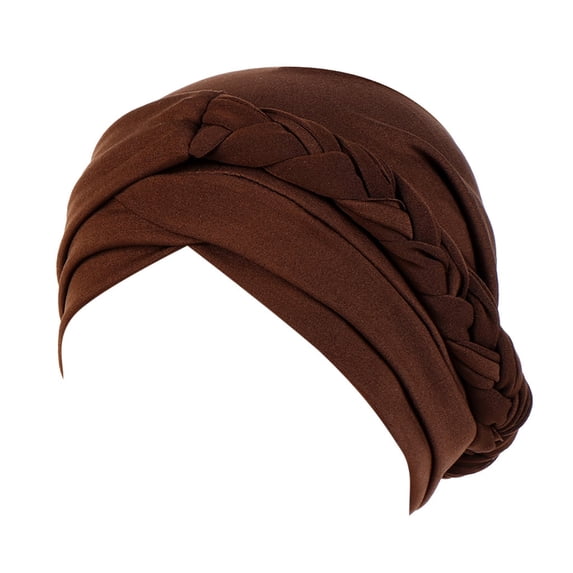 Delayuji Womens Baseball Caps Baseball Caps Men Women Solid Plait India Hat Muslim Ruffle Cancer Chemo Beanie Turban Wrap Cap One Size Brown
