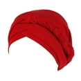 thumbnail image 1 of Delayuji Womens Baseball Caps Baseball Caps Men Women Solid Plait India Hat Muslim Ruffle Cancer Chemo Beanie Turban Wrap Cap One Size Red, 1 of 2