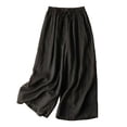thumbnail image 1 of Delayuji Womens Casual Pants 2025 Casual Spring and Autumn Button Drape Japanese Wide Leg Lazy Cotton and Linen Elastic Loose Trousers for Xxl Black, 1 of 6