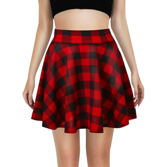 Clearance! Delayuji Womens Casual Pants Basic Versatile Stretchy Flared Casual Skirt L Red