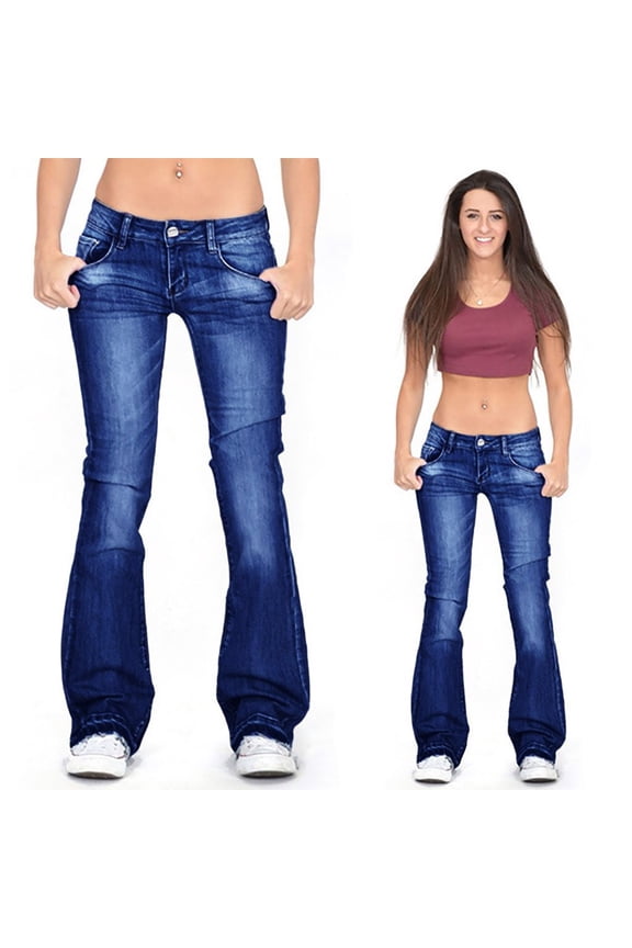 Womens Jeans Trendy Women Flare Jeans Mid Waist Bell Jeans Stretch Slim Pants Length Jeans Womens Jeans Trendy Fall 2025 Blue M