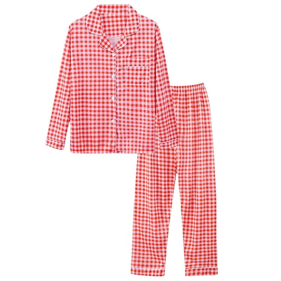 Delayuji Womens Plus Size Pajama Sets Pajamas Women Autumn and Winter Long Sleeve Lapel Vest Suit Trousers Plus Size Home Service Pajama Sets Women Red Xxl