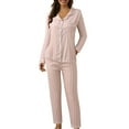 thumbnail image 1 of Delayuji Womens Plus Size Pajama Sets Women Casual Lapel Button Plaid Printing Two Piece Long Sleeve Pajamas Pajamas Suit Pajama Sets Women Multi-Color M, 1 of 6