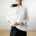 thumbnail image 1 of Clothing 2025 Delayuji Womens Pullover Sweaters Fall Sweaters for Asymmetric Draped Jumper Long Batwing Sleeve Off The Shoulder Slouchy Knit Pullover Pullover Sweaters for Women White L, 1 of 7