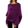 thumbnail image 1 of Clothing 2025 Delayuji Womens Pullover Sweaters Light Weight Sweaters for Casual Tops Winter Knit Drop Shoulder Sweater Fall Jumper Tunics Pullover Sweaters for Women Purple One Size, 1 of 7