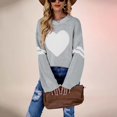 thumbnail image 1 of Clearance! Delayuji Womens Pullover Sweaters Mxiqqpltky Heart Print Sweater for Crewneck Valentine's Day Knitted Pullover Love Sweater Tops Pullover Sweaters for Women Gray Xl, 1 of 5