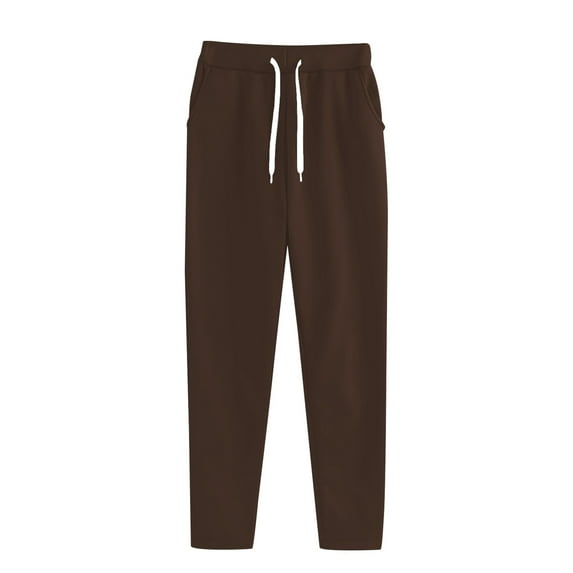 Delayuji Womens Sweatpants Autumn and Winter Fashion Plus Size Casual Sports Pants Fleece Lined Pants Women Brown Xl
