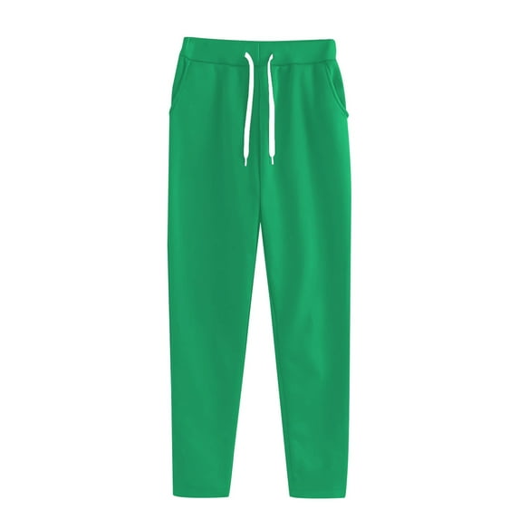 Delayuji Womens Sweatpants Autumn and Winter Fashion Plus Size Casual Sports Pants Fleece Lined Pants Women Green M