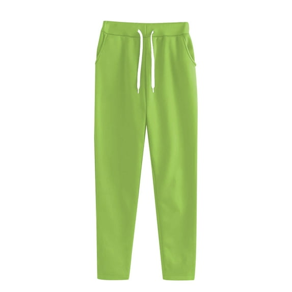 Delayuji Womens Sweatpants Autumn and Winter Fashion Plus Size Casual Sports Pants Fleece Lined Pants Women Green Xxl