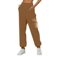 thumbnail image 1 of Delayuji Womens Sweatpants Fashion Pants for Casual Gradient Print Bottom Pockets High Waist Sporty Gym Athletic Fit Jogger Fleece Lined Pants Women Brown Xxxl, 1 of 4
