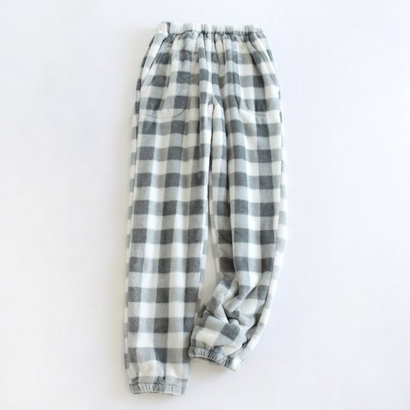 Delayuji Womens Sweatpants Flannel Pajama Pants Casual Pj Pants Winter Fuzzy Pajama Pants Cute Pants with Pockets Fleece Lined Pants Women Gray L