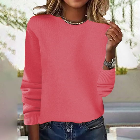 Delayuji Womens Thermal Tops Long Sleeve Women's Thermal Underwear Crewneck Sweater Pullover Knit with Thin Long Sleeved Warm Top/Autumn Coat Xxl Red