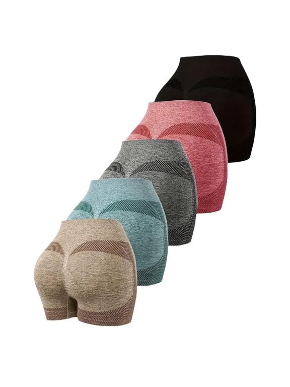 Delayuji Work Out Sets Gym for Women 5Pcs Scrunch Butt Lifting Leggings Booty High Waisted Workout Yoga Pants Shorts L Green