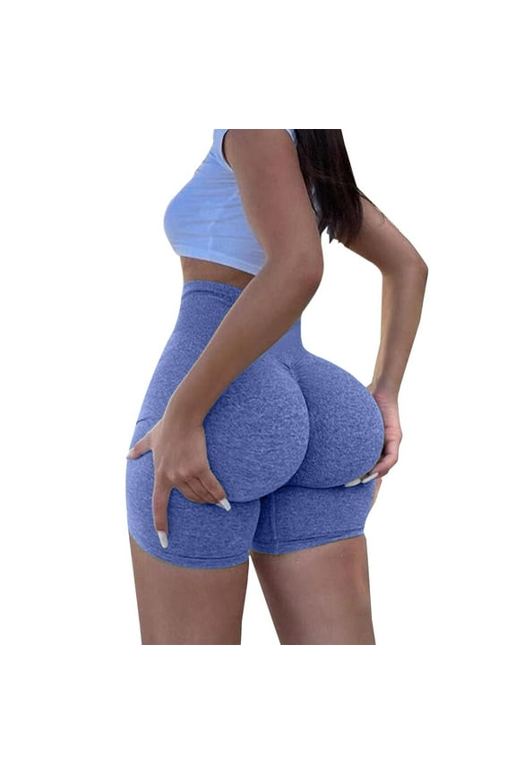 Work Out Sets Gym for Women Spring and Summer High Waisted Running and Cycling Pants Yoga Shorts Fitness Shorts Sports Cycling Shorts Yoga Pants L Blue