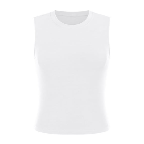 Delayuji Top Tee Womens Fit Turtleneck Slim Blouse Shirt Sleeveless Solid Women's Blouse White M Threadcloth Spring Tops for Women
