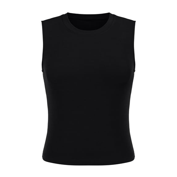 Delayuji Top Tee Womens Fit Turtleneck Slim Blouse Shirt Sleeveless Solid Women's Blouse Black S Threadcloth Spring Tops for Women