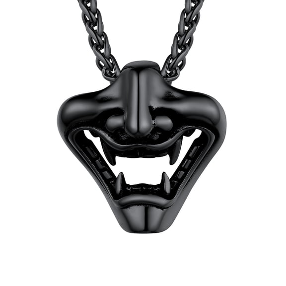 [Clearance]Demon Clown Punk Pendant Necklace Stainless Steel Chain for Men Silver/Gold/Black Plated Gothic Halloween Jewelry
