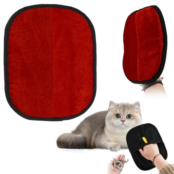 Clearance! Denhf 1Pc Pet Hair Remover Glove, Reusable Double Sided Pet Grooming Gloves, Multi-purpose Static Removal Gloves for Dogs Cats Horses Hair, Pet Grooming Gloves, Cat Washing Gloves, Red