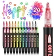 thumbnail image 1 of Clearance! Denhf 24Pcs Double Line Outline Markers, Squiggles Glitter Markers Set, Self-outline Metallic Sparkle Markers Pens for Drawing, Writing, and Greeting Cards, DIY Craft Pens, 24 Colors, 1 of 9