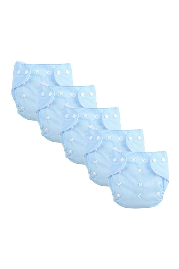 Clearance! Denhf 5Pcs Baby Cloth Diaper, Reusable Baby Cloth Diaper Covers, Adjustable Cloth Diapers for Baby Boys and Girls, Microfiber Inserts, Washable Pocket Nappy Covers, Rash-Free, Blue