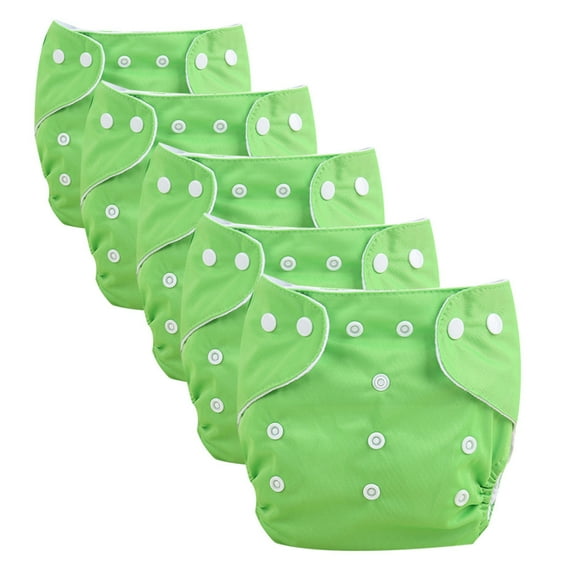 Clearance! Denhf 5Pcs Baby Cloth Diaper, Reusable Baby Cloth Diaper Covers, Adjustable Cloth Diapers for Baby Boys and Girls, Microfiber Inserts, Washable Pocket Nappy Covers, Rash-Free, Green