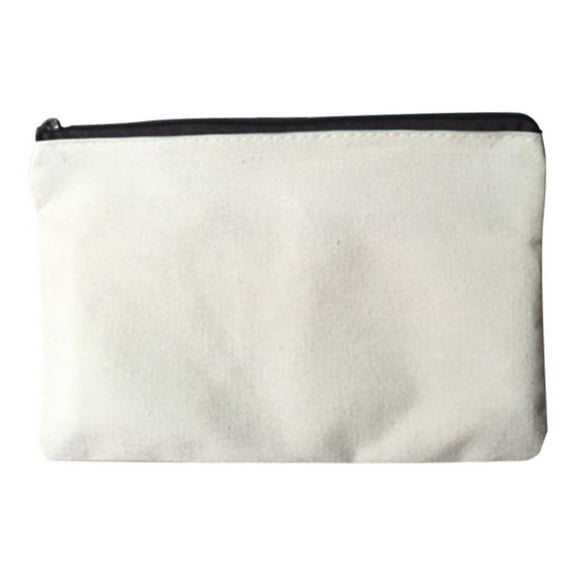 Clearance! Denhf Blank DIY Canvas Pencil Pouch, Canvas Makeup Bag with Zipper, Multi-purpose Canvas Pouch for Travel Cosmetic, Stationary and Toiletry Storage, Pencil Case, 8.1x5.1 Inch, Black
