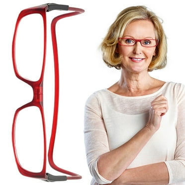 Clearance! Denhf Magnetic Reading Glasses for Men or Women, Around Neck Hang Readers, Hang Neck Blue Light Blocking Computer Readers, Adjustable Front Connect Reading Eyeglasses, 100 Degree