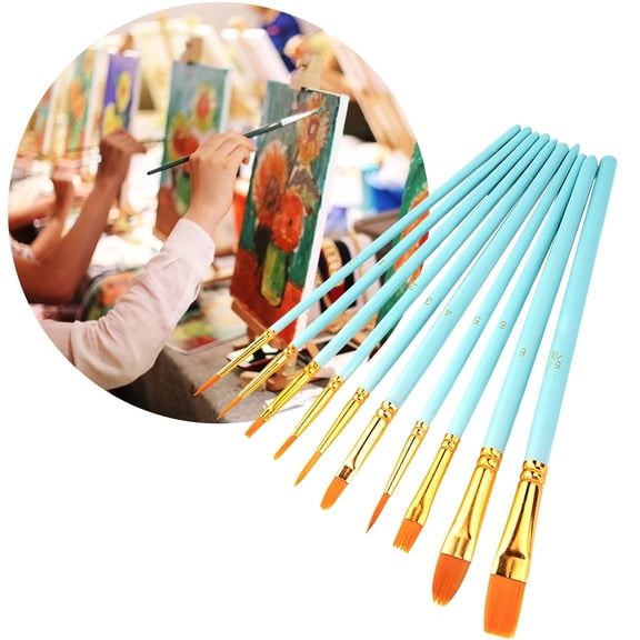 Clearance! Denhf Paint Brushes Set, 10Pcs Nylon Hair Paintbrushes, Round-Pointed Tip Paint Brushes for Acrylic Painting, Miniature Paint Brushes for Craft Oil, Painting Supplies, Blue