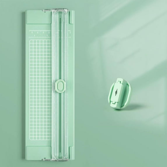 Clearance! Denhf Paper Cutter Slider, Portable Paper Trimmer with Side Ruler, Paper Cutters for Label, Sticker, Card, Photo, Coupon, Scrapbook, and Paper, Paper Cutting Board, 10.6 Inch, Green