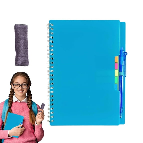 Clearance! Denhf Reusable Smart Notebook, Erasable Notebook with 1 Pen and 1 Wiping Cloth, Digitally Connected Notebook Set, Smart Planner & Stone Paper Notebook, 8.5x6.2 Inch, Giftboxed, Blue