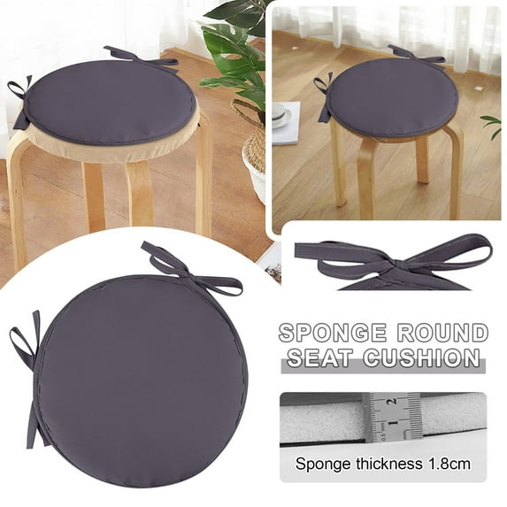 Clearance! Denhf Sponge Round Chair Cushions, 3-Layer Waterproof Bistro Seat Cushion with Ties, Non-slip Circle Stool Chair Pads for Indoor Home Restaurant Outdoor Patio Garden, 11.8 Inch, Dark Gray
