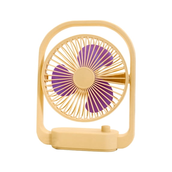 Hvmvliv Desk Fan Outdoor Small Fan 360 Degree Rotation Tabletop Fan with 3 Speed Regulation Coolings and Long-Lasting Desktop Fan for Camping Yellow
