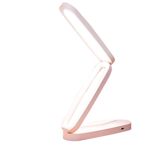 Hvmvliv Desk Lamp Foldable LED Table Desk Lamp, Adjustables Portable Reading Night Light - 3 Light Settings, Rechargable Usb for Bedroom, Office, School(Pink)