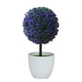 thumbnail image 1 of Clearance Desk Plants, Tyeign Artificial Ball Shaped Tree Fake Fresh Green Grass Flower in White Plastic Pot for Home Office Tabletop Decor Centerpiece Table Plant Potted Plants Artificial Decor, 1 of 3