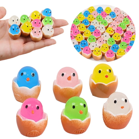 Clearance Desktop Ornament under $1,Chickens With Eggshell Cute Resin Animals Chicks Figurines Glow In The Dark Easter Eggs Chick Outdoor Decor DIY Egg Fillers