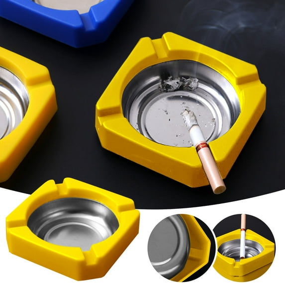 Clearance Desktop Ornament under $1,Household Stainless Steel Living Room Ashtray Multifunctional Easy To Clean Car Ashtray Suitable For Patio Outdoor Home Office