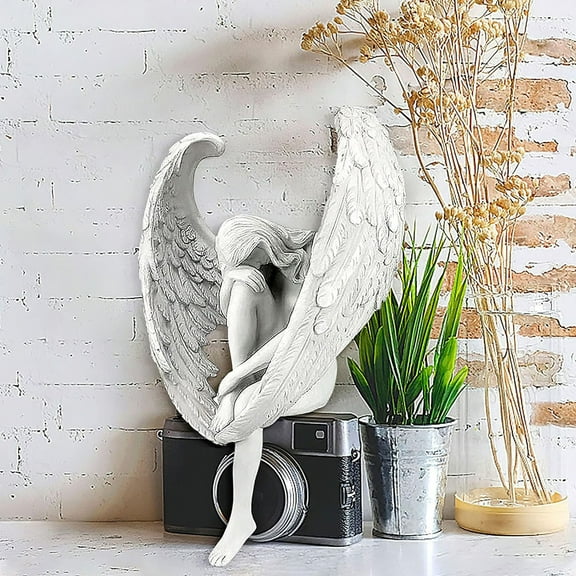 Clearance Desktop Ornament under $10,Angel Sculpture Winged Angel Garden Statue Heavenly Angel Ornament 7 Inch Resin Female Angel Figurine For Garden Garden Decoration