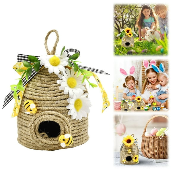 Clearance Desktop Ornament under $10,Beehive Decoration 1 Pack Country Decorative Beehive Natural Beehive Theme Decoration Spring Summer Country Farmhouse Kitchen Table Tiered Tray Decorat
