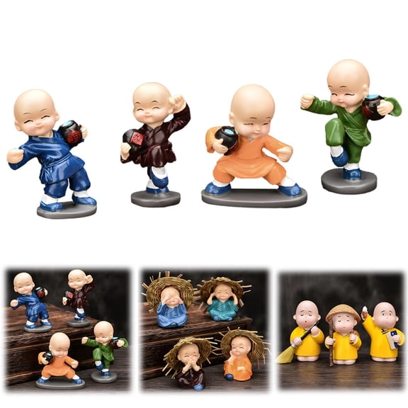 Clearance Desktop Ornament under $10,Four Monks Decoration Cute Little Monks Monk Statues Buddha Statues Small Cute Buddha Statues Resin Crafts Decorations