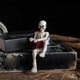thumbnail image 1 of Clearance Desktop Ornament under $10,Halloween Skeleton Statue Gothic Reading Figurines For Indoor Decor Fireplace Bookshelf & Display Halloween Decor Sculpture For Themed, 1 of 4