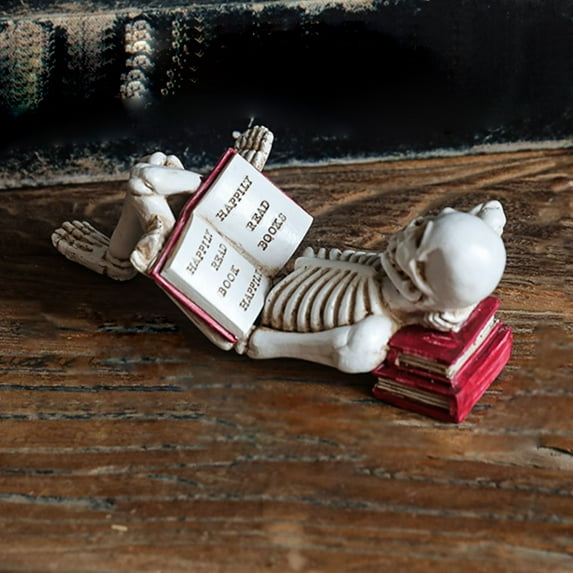 Clearance Desktop Ornament under $10,Halloween Skeleton Statue Gothic Reading Figurines For Indoor Decor Fireplace Bookshelf & Display Halloween Decor Sculpture For Themed