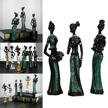 Clearance Desktop Ornament under $15,3PACK Vintage African Statue. Hand Sculpture African American Figurines. Exotic Lady African Art Piece For Home Decor. Figurines Home Decor. Room Decor For W