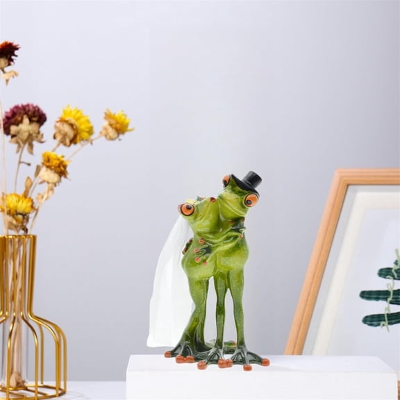 Clearance Desktop Ornament under $15,Wedding Couple Frog Sculpture Decor Collectible Figurine For Promise Wedding Frog Bride Ornaments Statue Decoration Table Home