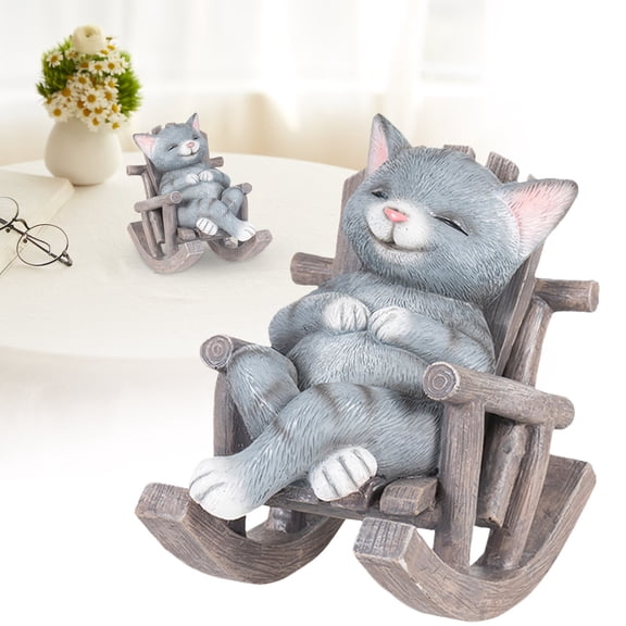 Clearance Desktop Ornament under $20,Rocking Chair Animal Statue Small Sculpture Desktop Decoration Reclining Chair Animal Desktop Realistic Gift Pet Statue Animal Home Decoration Suitable For O