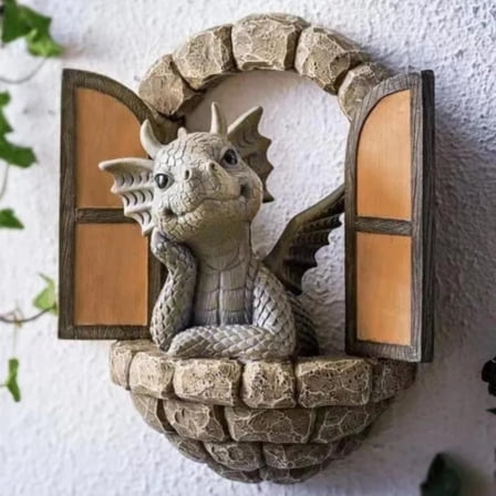 Clearance Desktop Ornament under $5,Cute Courtyard Dragon Sculpture Outdoor Window Dragon Statue Dragon Garden Statue Resin Garden Dragon Statue Outdoor Dragon Decoration Outdoor Garden Dr