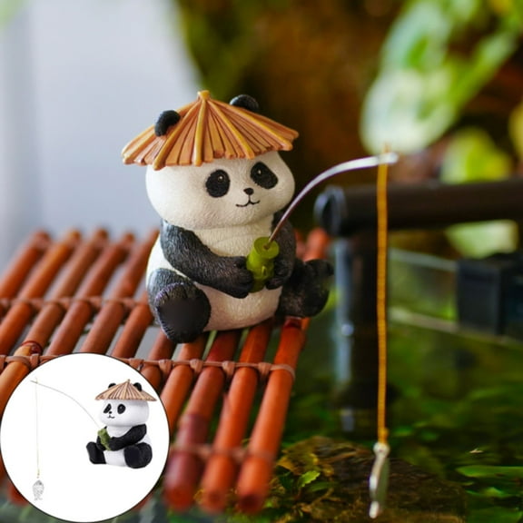 Clearance Desktop Ornament under $5,Funny Fishing Panda Statues Cute Panda Sculpture Panda Fishing Figurines Aquarium Tank Animal Ornaments Garden Statue Décor Panda Collectible Figurines Fo
