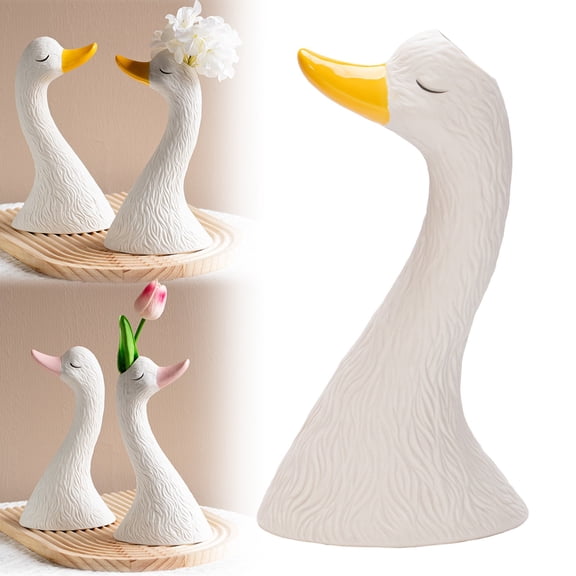 Clearance Desktop Ornament under $10,Cute Swan Vase Decor Elegant Home Living Room Flower Arrangement Faux Floral Dried Flower Table Centerpiece