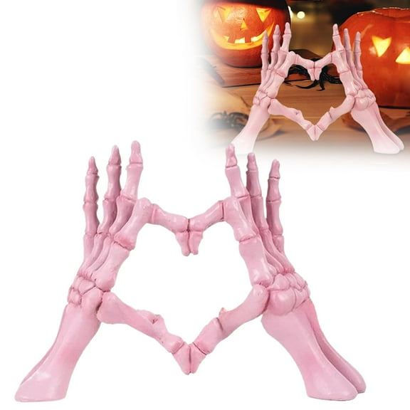 Clearance Desktop Ornament under $10,Gothic Bone Heart Hand Sculpture Dark Aesthetic Resin Decor For Home & Halloween & Year Round Display